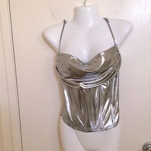 Sincerely Jules Metallic Silver Top Bustier